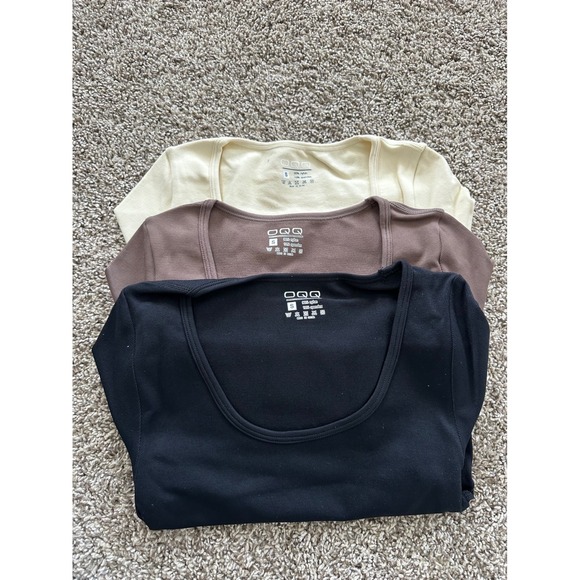 OQQ Crop Top Long Sleeve Round Neck‎ Stretch Fitted Underscrubs Shirts S - Picture 1 of 5